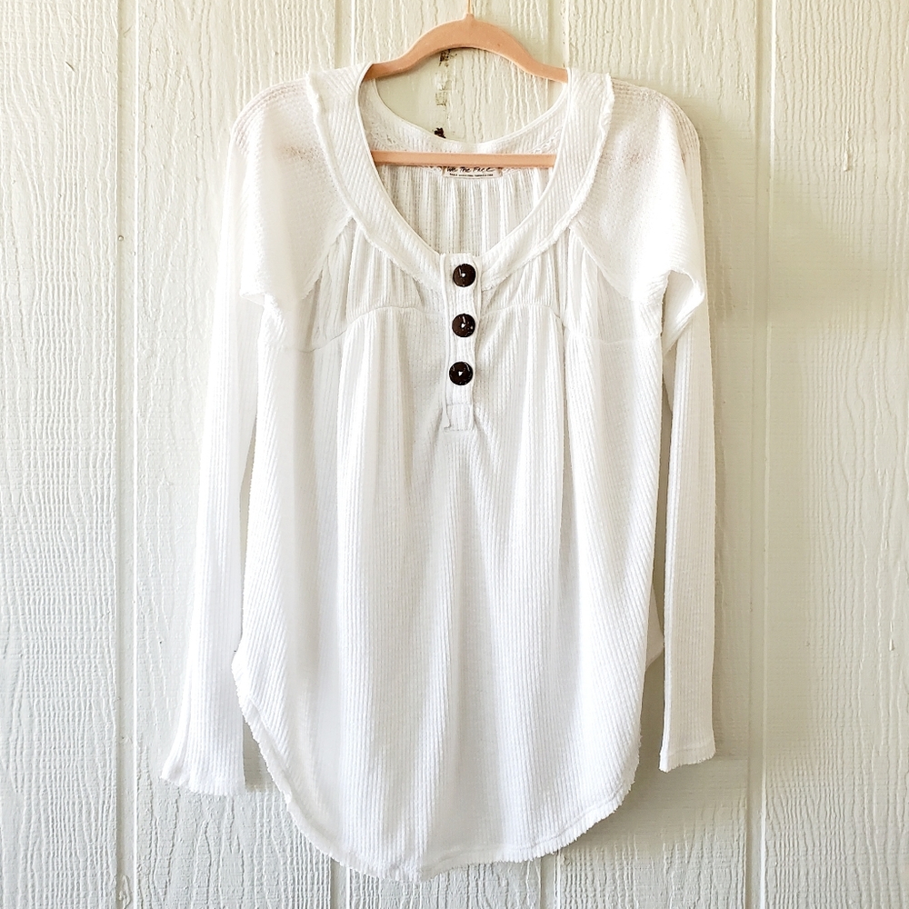 We The Free People Must Have Button Front White Long Sleeve Thermal Small